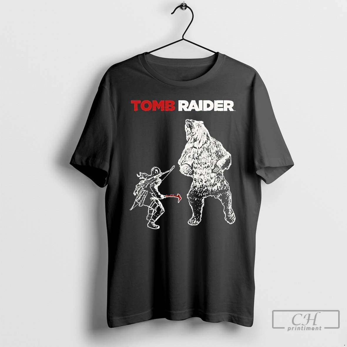 Classic Tomb Raider Lara Vs Bear T Shirts Sweater Hoodie
