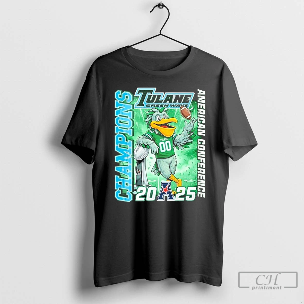 Classic Tulane Green Wave 2025 American Conference Champion Mascot T Shirts Sweater Hoodie