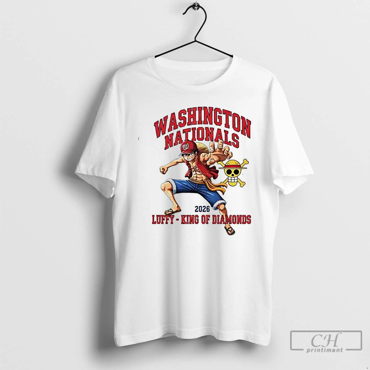 Classic Washington Nationals One Piece 2026 Luffy King Of Diamonds T Shirts Sweater Hoodie