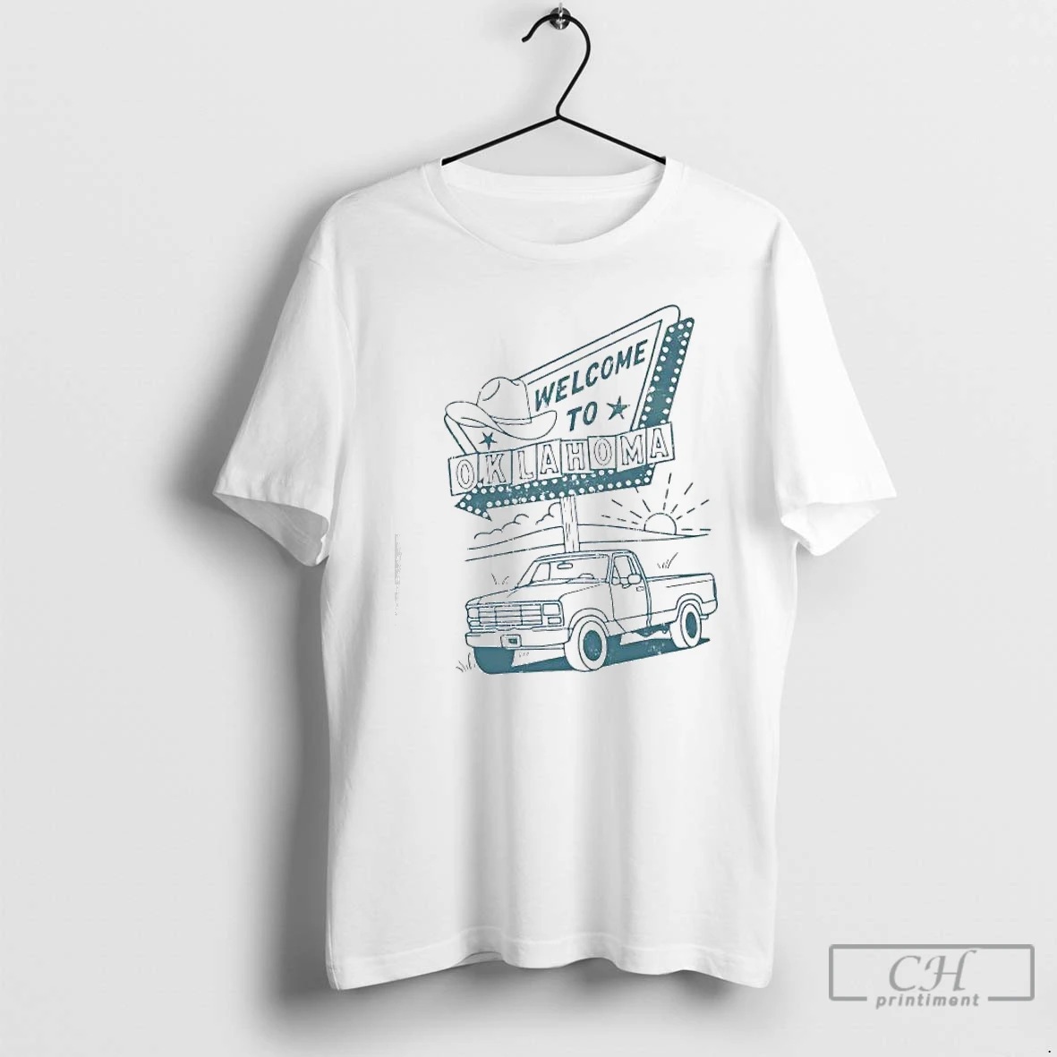 Classic Welcome To Oklahoma Retro Style Roadside Cowboy Hat Truck T Shirts Sweater Hoodie