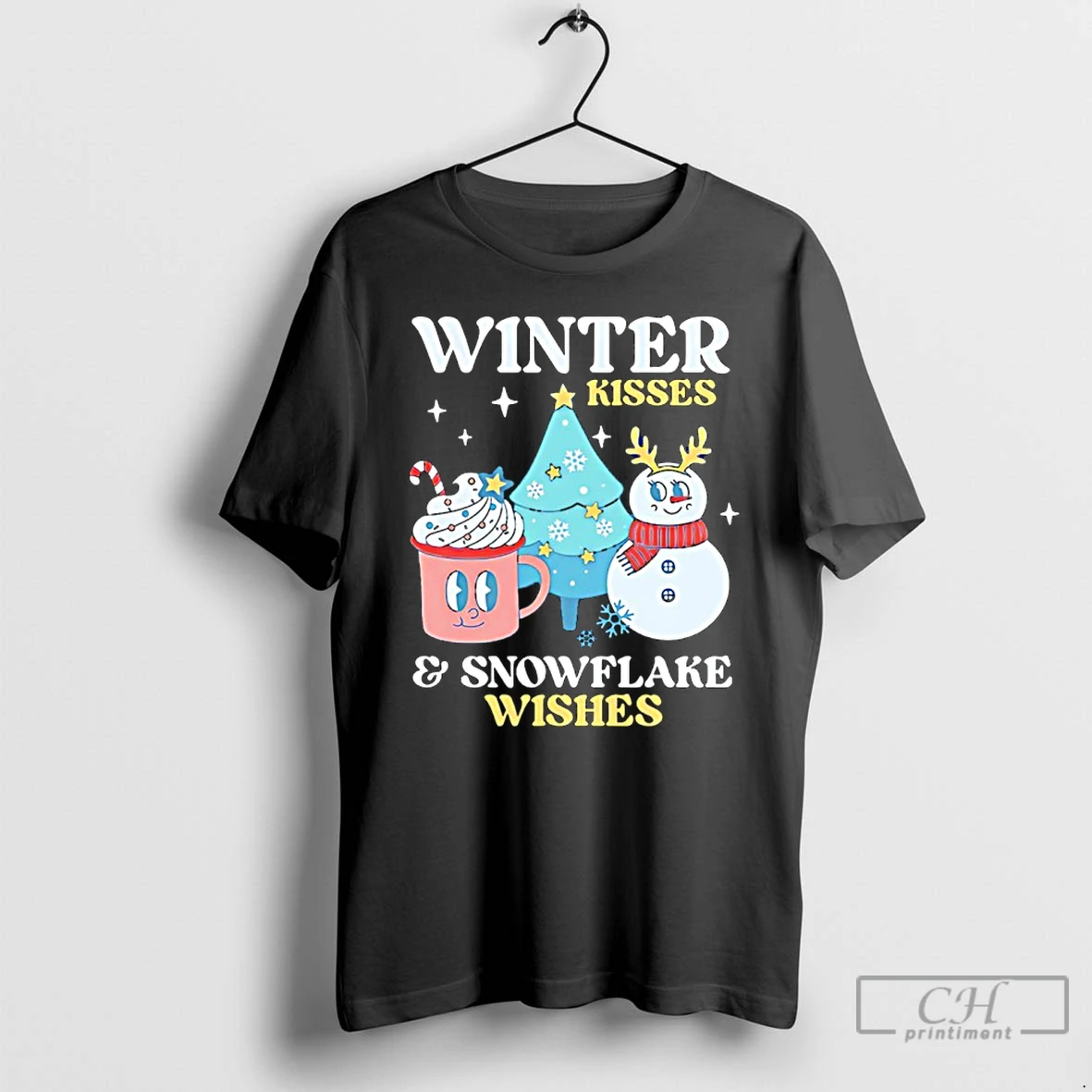Classic Winter Kisses And Snowflake Wishes Christmas 2025 T Shirts Sweater Hoodie