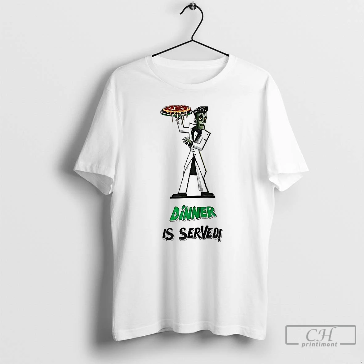 Classic Zombie Holding Pizza Dinner Is Served T Shirts Sweater Hoodie