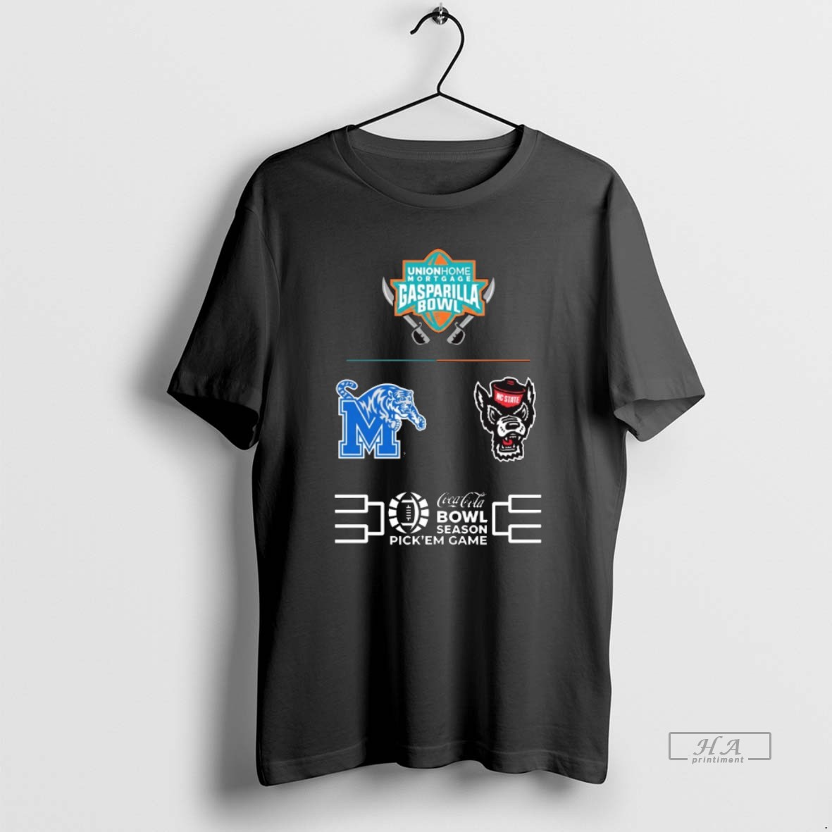 Official 2025 Union Home Mortgage Gasparilla Bowl Nc State Wolfpack Vs Memphis Tigers Logos Shirt