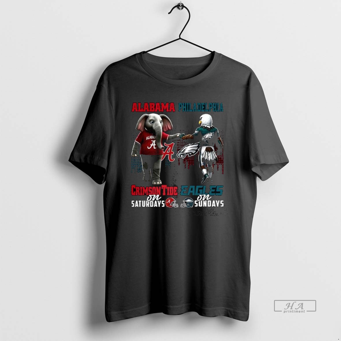 Official Alabama Crimson Tide On Saturdays Vs Philadelphia Eagles On Sundays Mascot Shirt