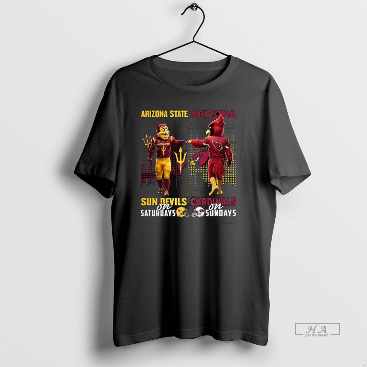 Official Arizona State Sun Devils On Saturdays Vs Arizona Cardinals On Sundays Mascot Shirt