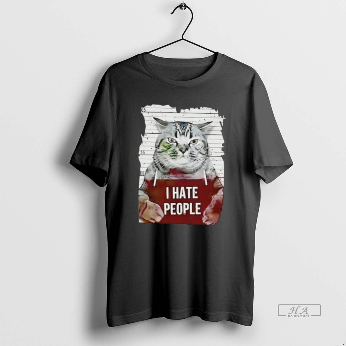 Official Cat I Hate People Retro T Shirt