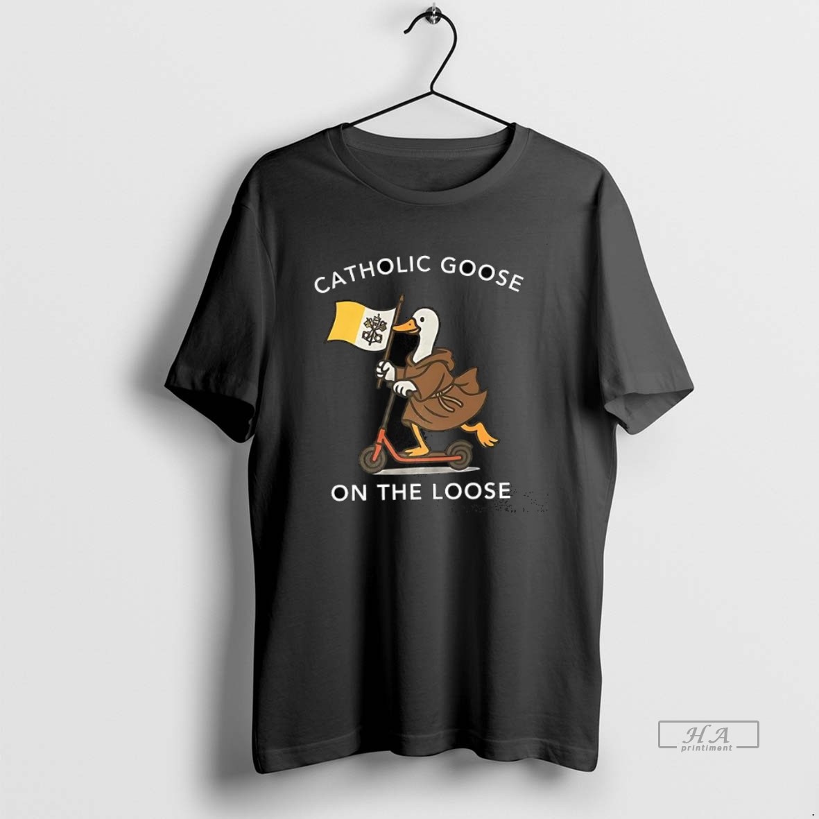 Official Catholic Goose Scooter On The Loose Driving Scooter Shirt