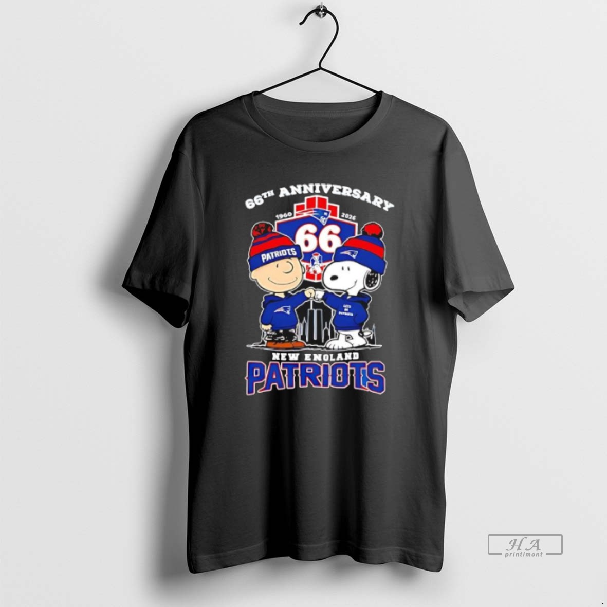 Official Charlie Brown And Snoopy New England Patriots 66th Anniversary 1960 2026 T Shirt