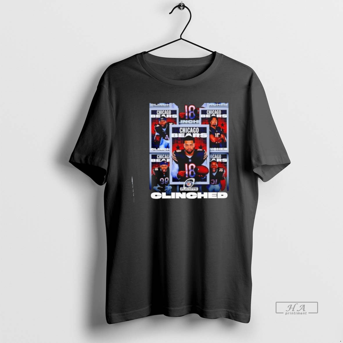Official Chicago Bears Team Clinched Nfl Playoffs Football T Shirt