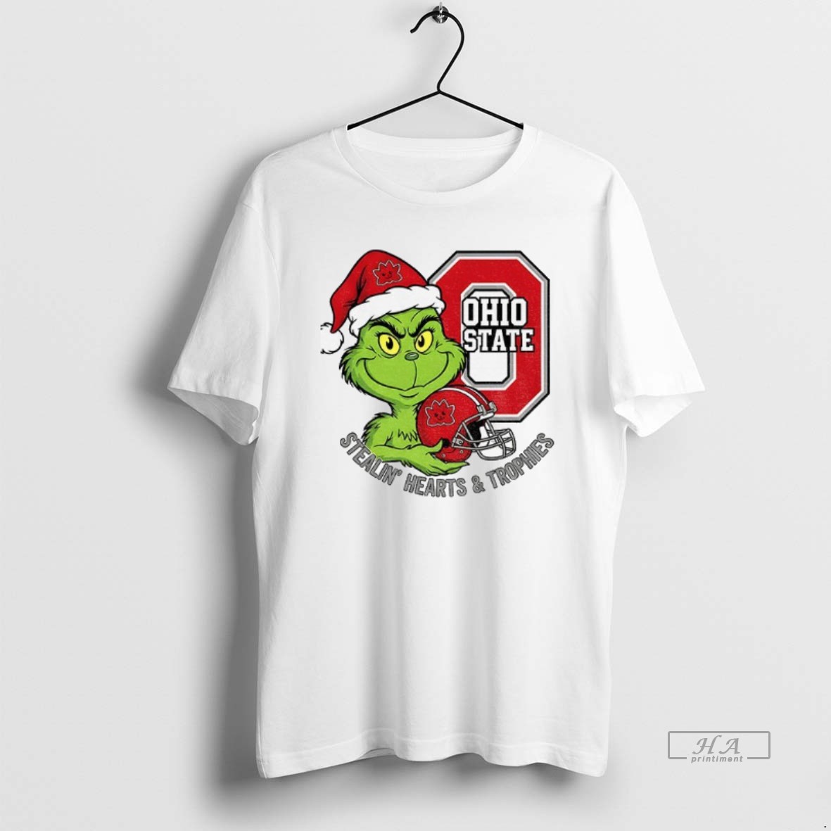 Official Christmas Grinch Inspired Ohio State Stealin Hearts Trophies Shirt