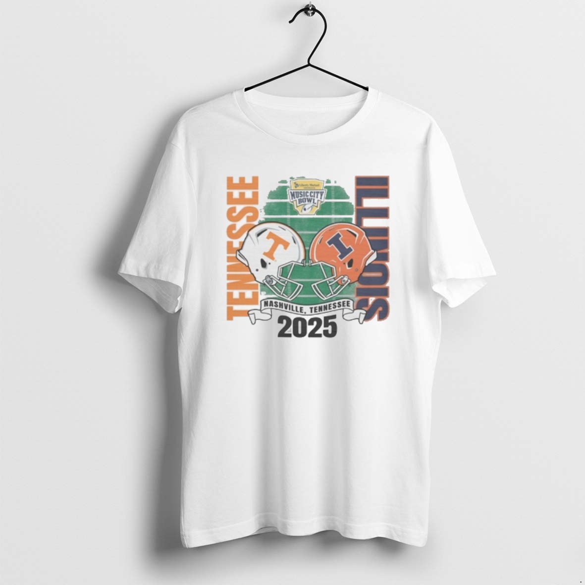 Official Illinois Fighting Illini 2025 Music City Bowl Nashville Tennessee Helmet T Shirt
