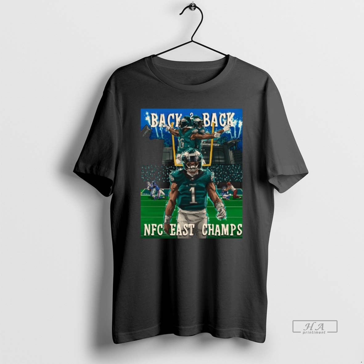 Official Jalen Hurts Philadelphia Eagles 2025 Nfl Playoff Nfc East Championship Back 2 Back T Shirt