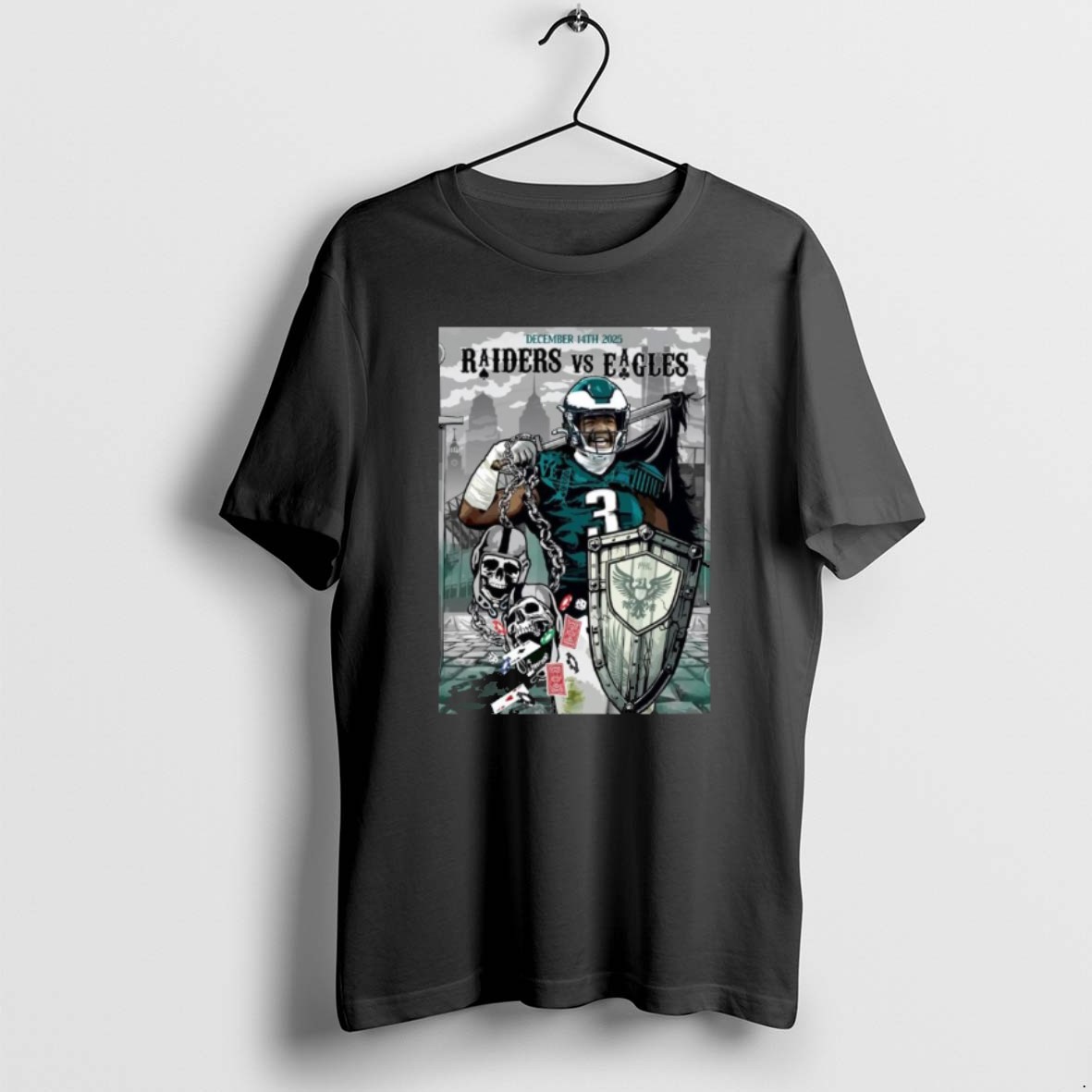 Official Las Vegas Raiders Vs Philadelphia Eagles Nfl 2025 Match Tee On December 14 2025 At Lincoln Financial Field T Shirt