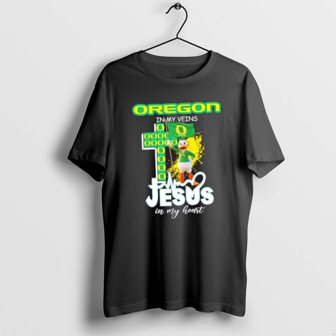 Official Mascots Oregon Ducks Flag In My Veins Jesus In My Heart T Shirt