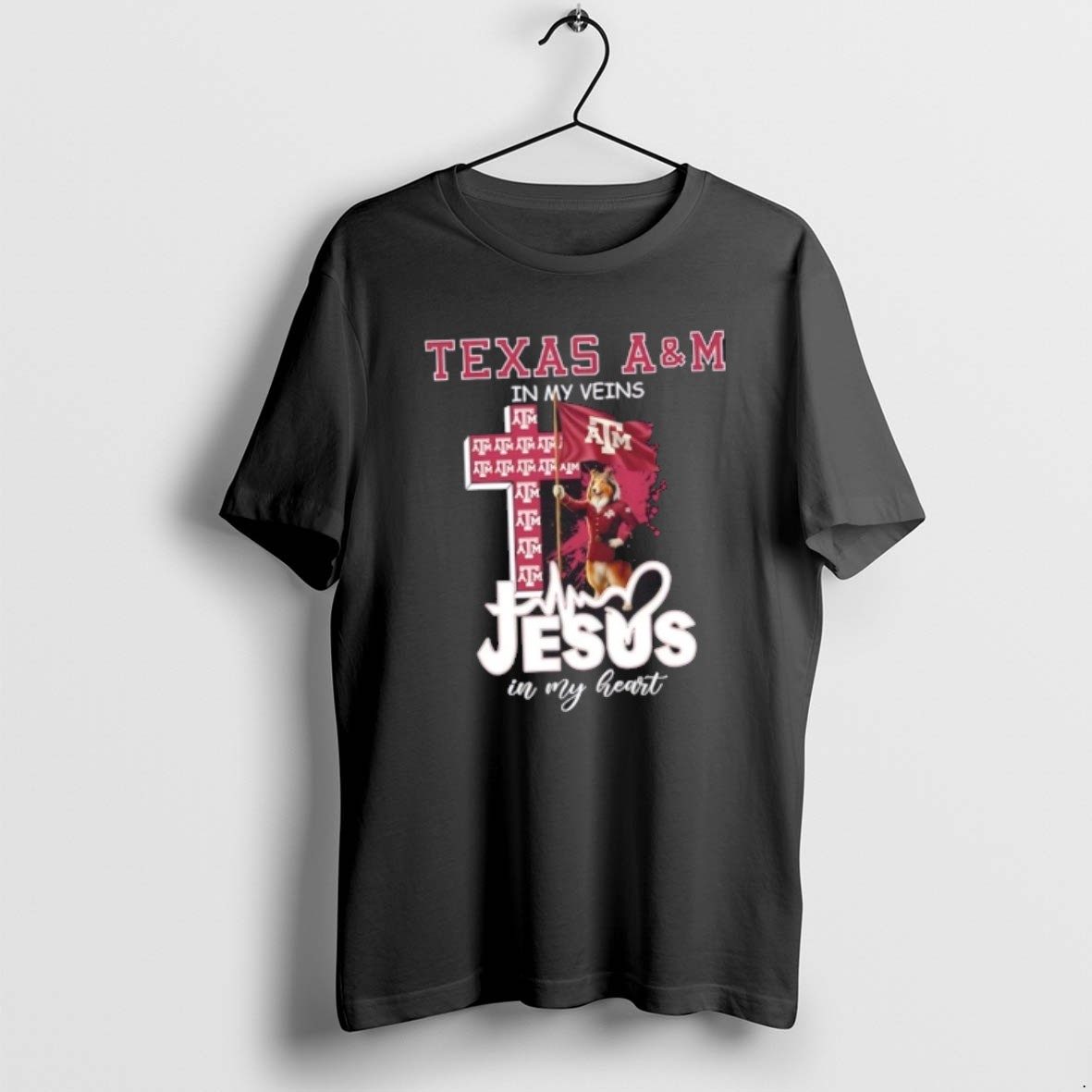 Official Mascots Texas Am Aggies Flag In My Veins Jesus In My Heart T Shirt