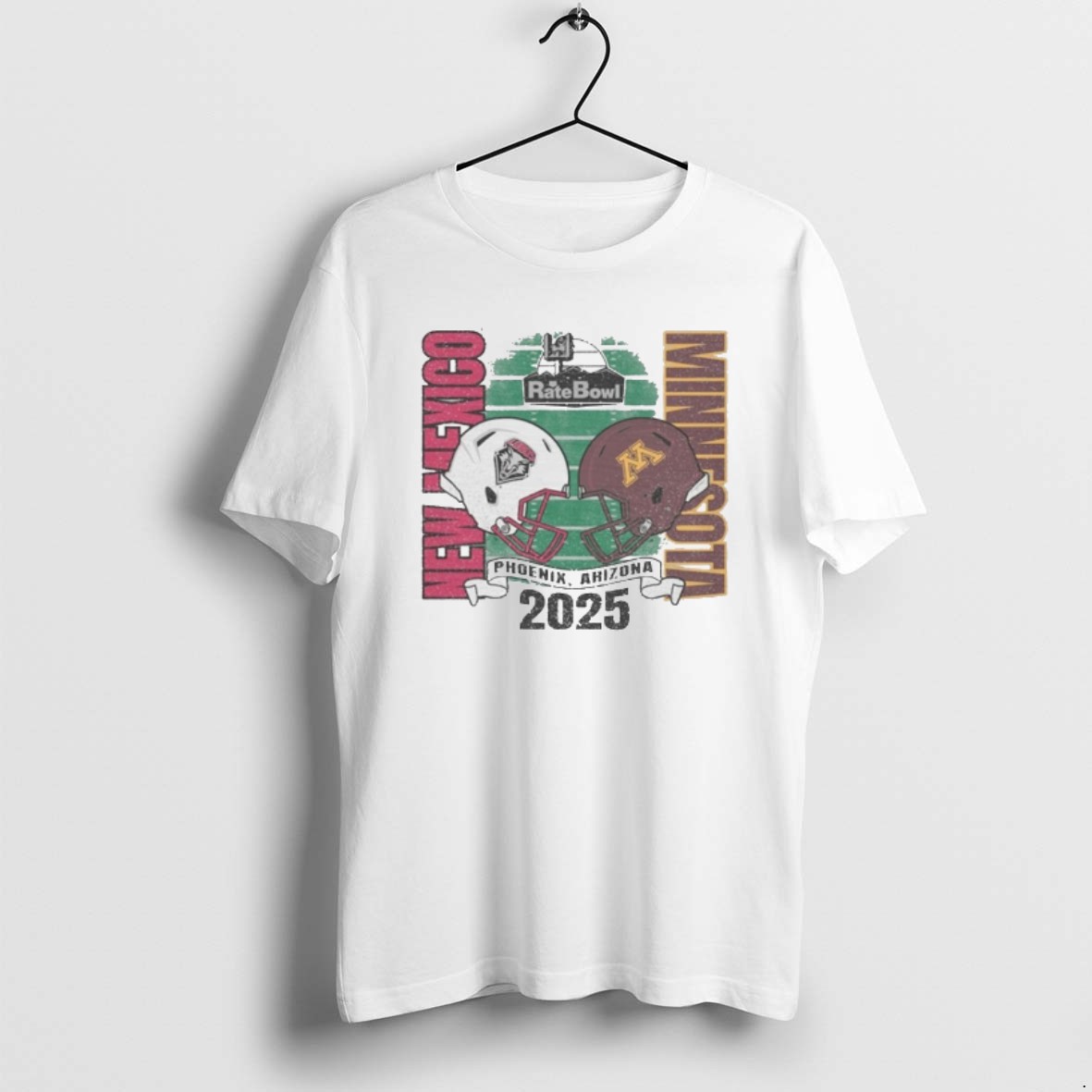 Official New Mexico Lobos Vs Minnesota Golden Gophers 2025 Rate Bowl Phoenix Arizona Helmet T Shirt
