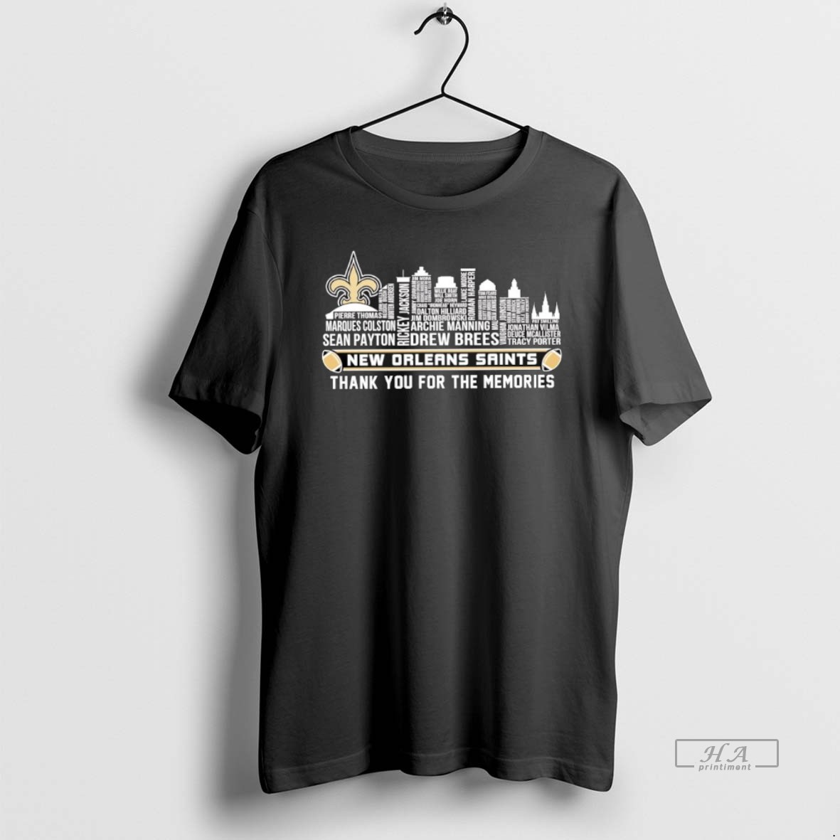 Official New Orleans Saints Nfl Skyline Cityscape Names Thank You For The Memories Shirt