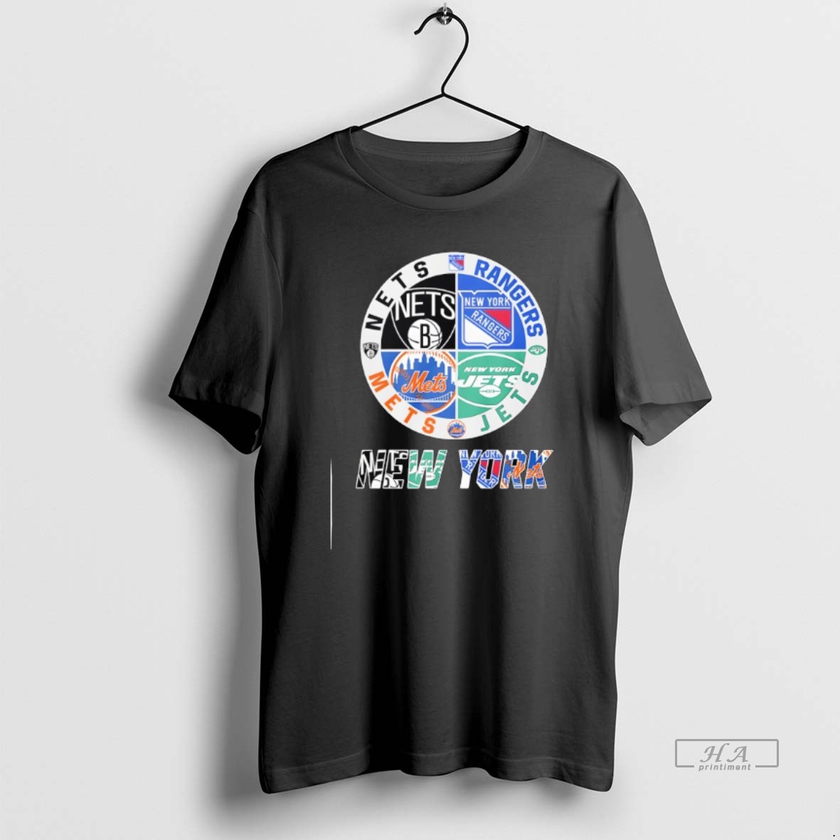 Official New York Jets New York Nets New York Mets And New York Rangers Mashup Logo T Shirt