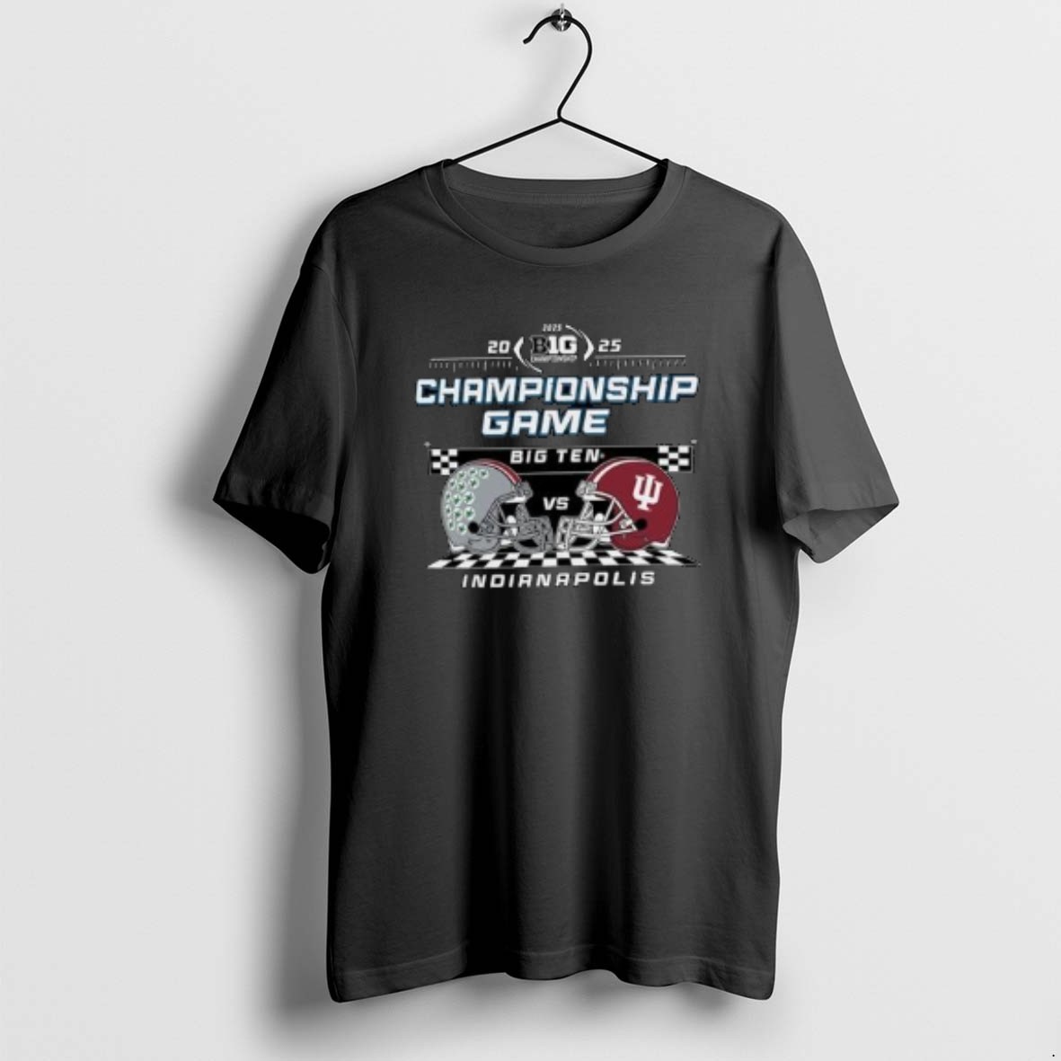 Official Ohio State Buckeyes Vs Indiana Hoosiers Big Ten 2025 Football Championship Speedway Helmet Circle Black T Shirt