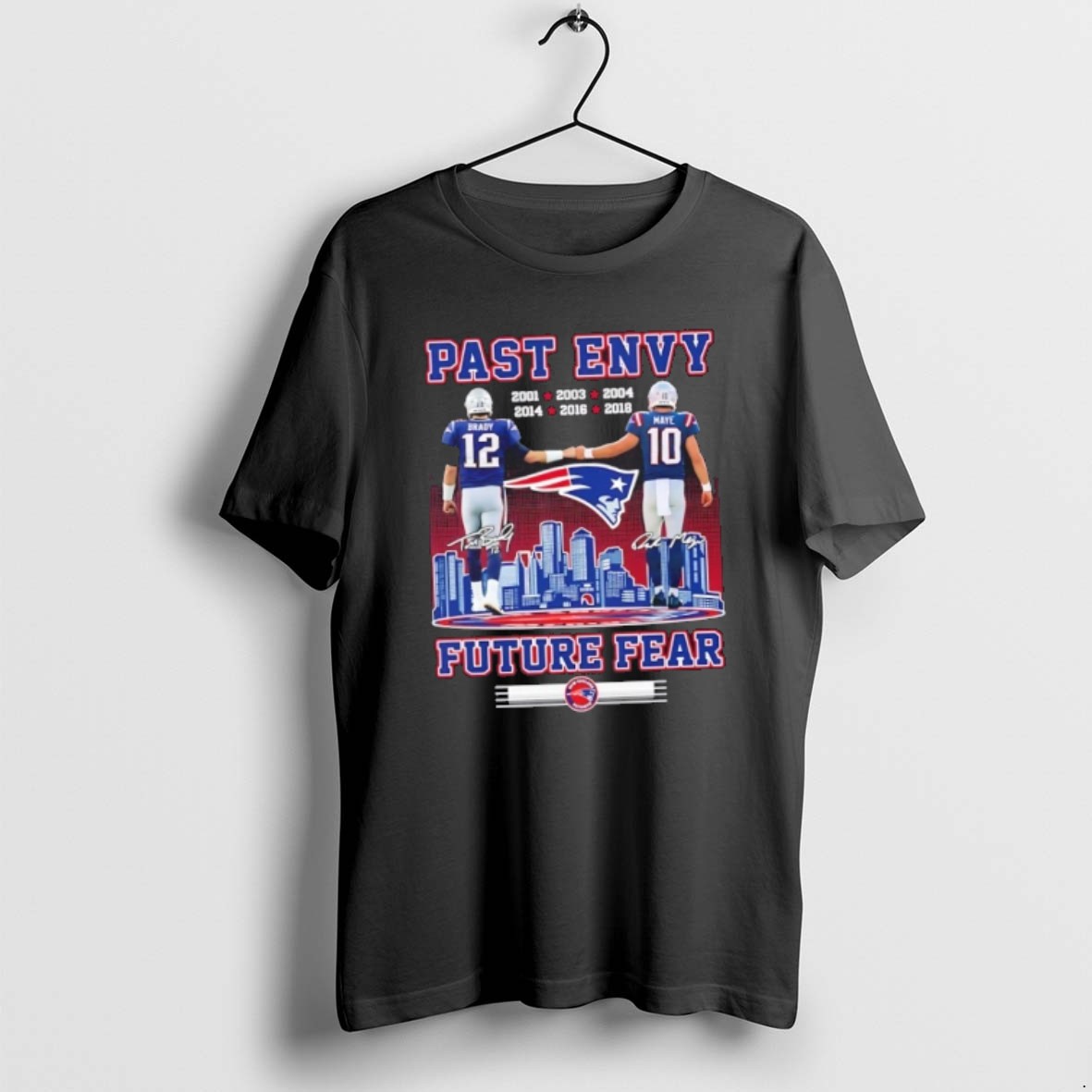 Official Past Envy Future Fear New England Patriots Brady X Maye Skyline T Shirt