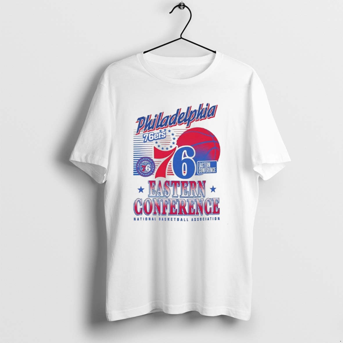 Official Philadelphia 76ers Nba Eastern Conference Logo And Ball T Shirt