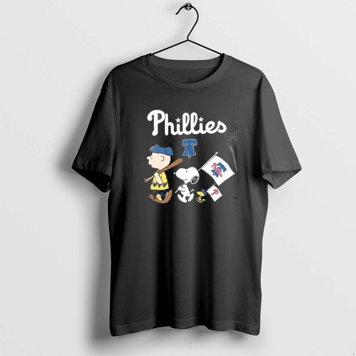 Official Philadelphia Phillies X Peanuts Flag 2 Sided T Shirt