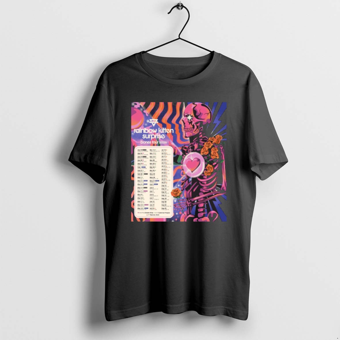 Official Rainbow Kitten Surprise 2026 Bones Tour T Shirt