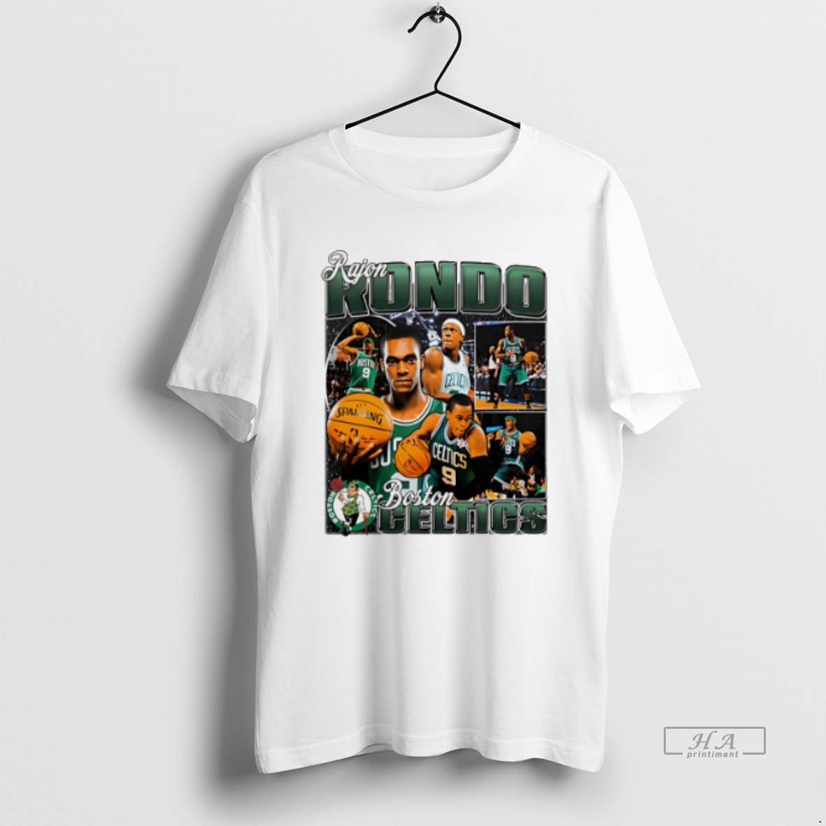 Official Rajon Rondo Boston Celtics Player Collage T Shirt