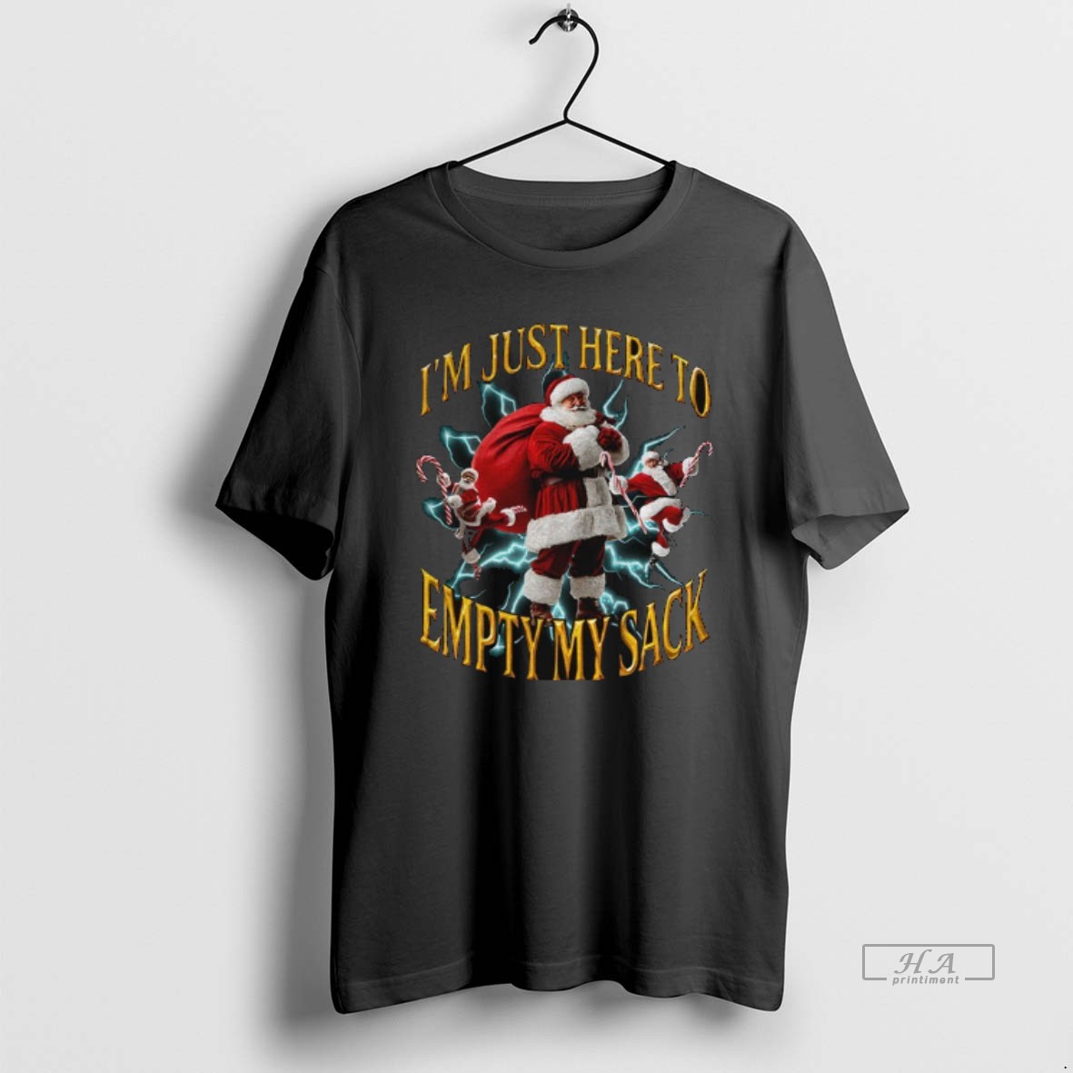 Official Santa Hat Im Just Here To Empty My Sack Merry Christmas Shirt