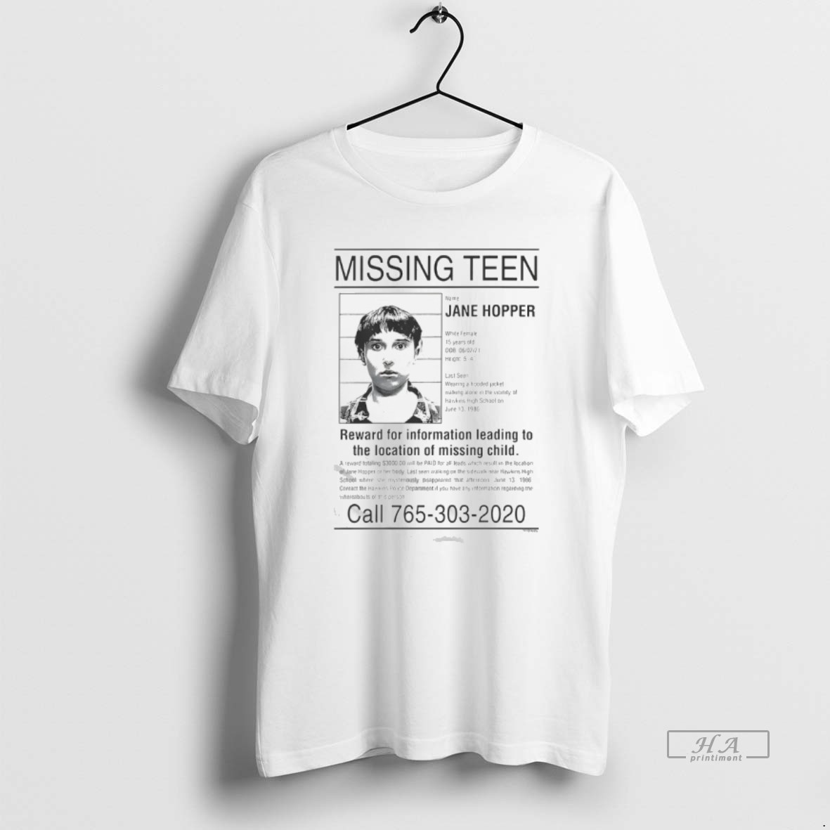 Official Stranger Things Oversized Missing Jane T Shirt