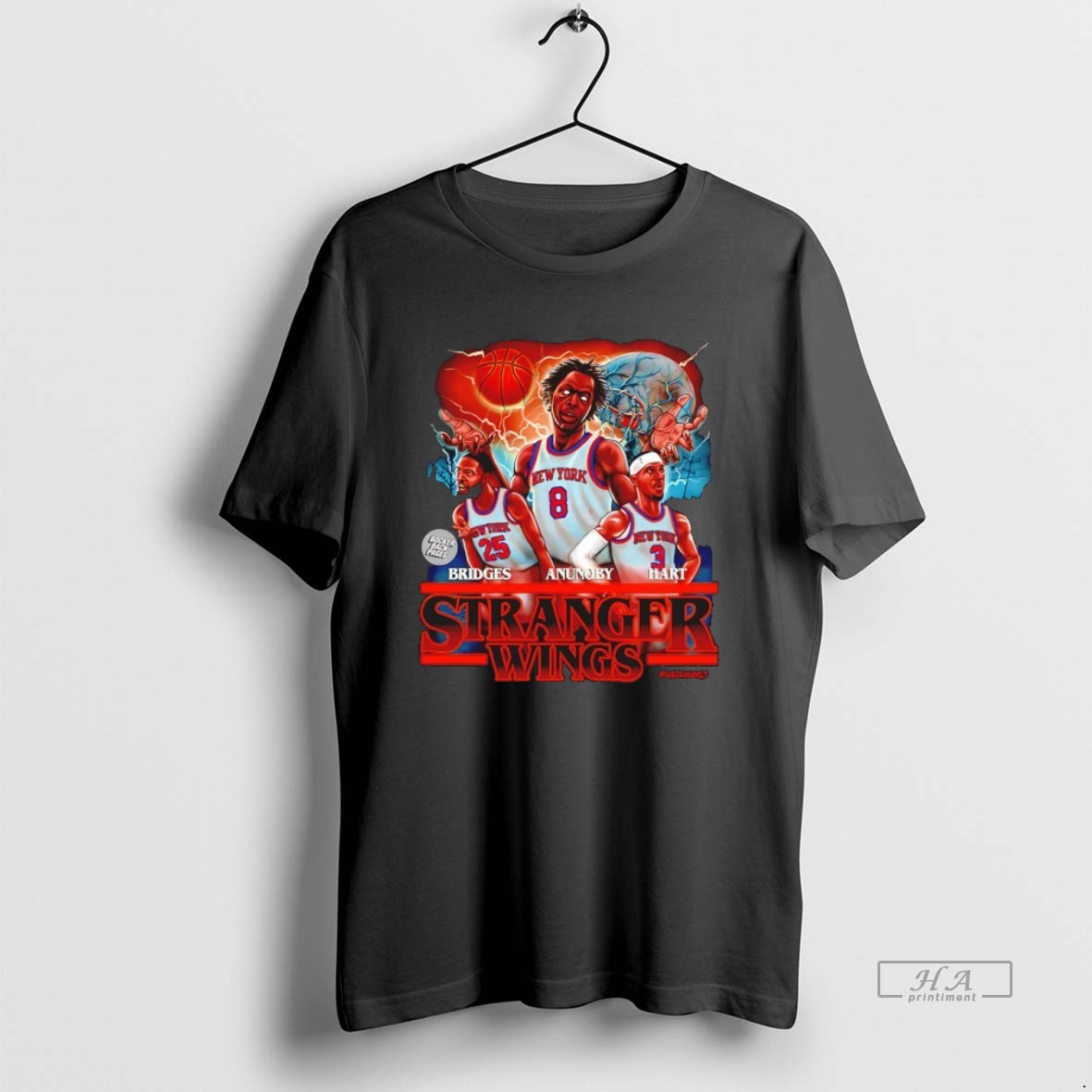 Official Stranger Wings New York Knicks Bridges Anunoby Hart T Shirt