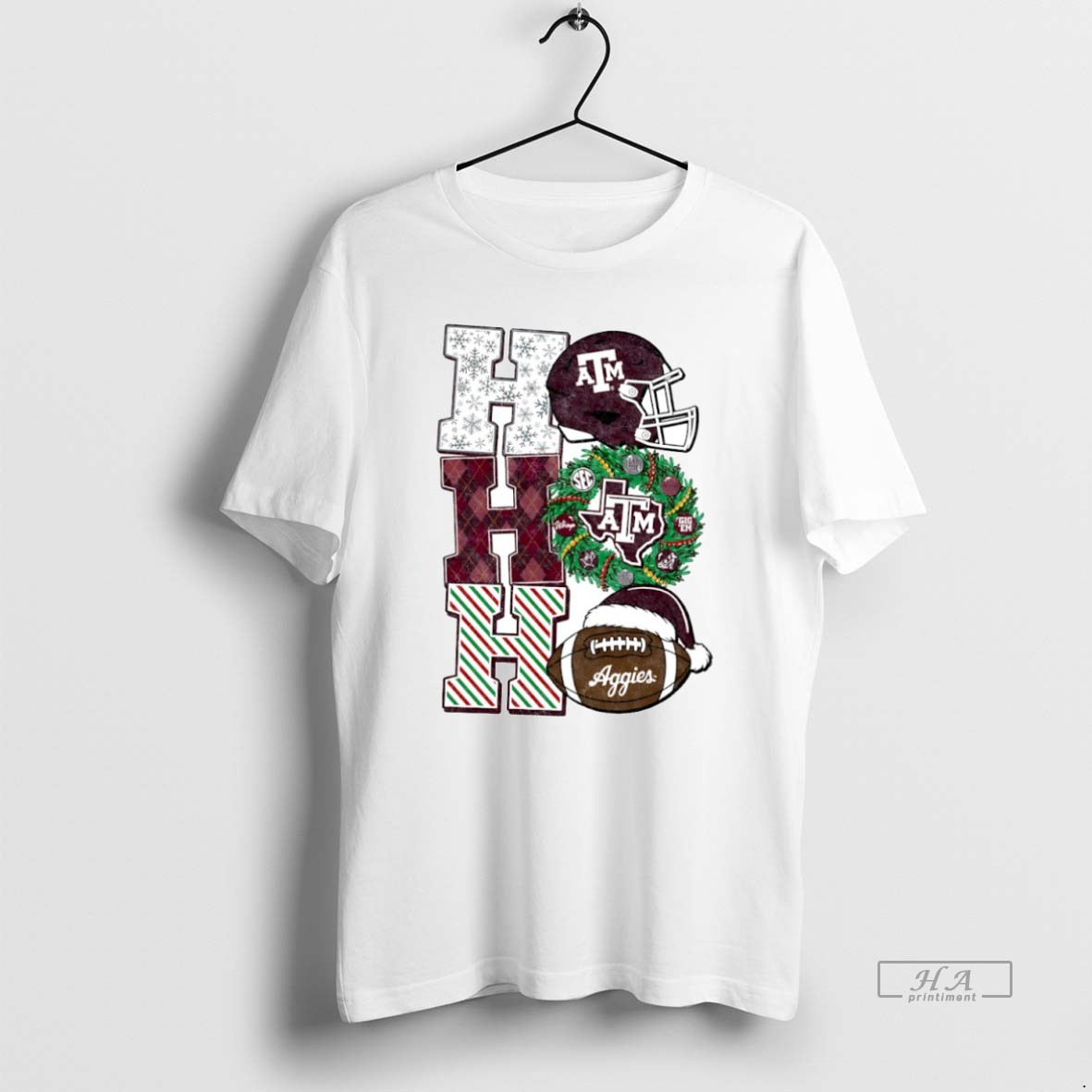 Official Texas A And M Aggies Ho Ho Ho Christmas Helmet Circle Shirt