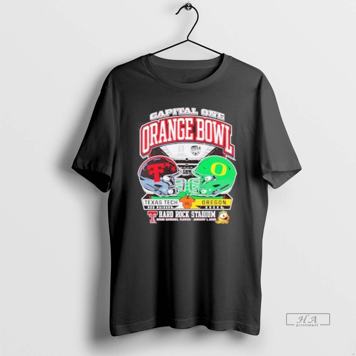 Official Texas Tech 2025 Orange Bowl Dueling Helmets Vs T Shirt