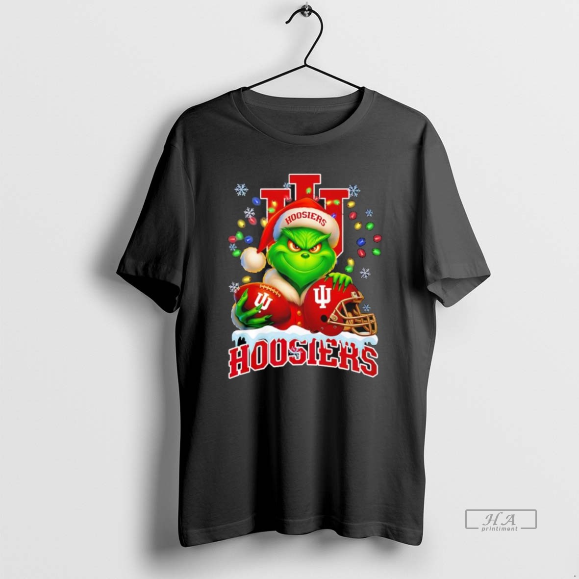 Official The Grinch X Ball And Helmet Indiana Hoosiers Merry Christmas Shirt