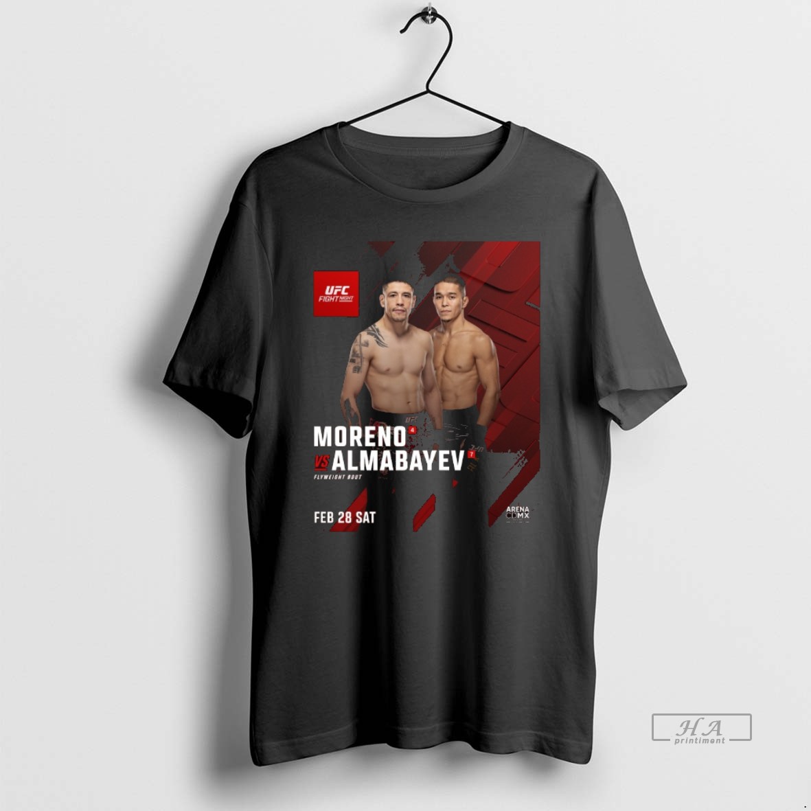 Official Ufc Fight Night Brandon Moreno Vs Asu Almabayev Flyweight Bout February 28 2026 Shirt