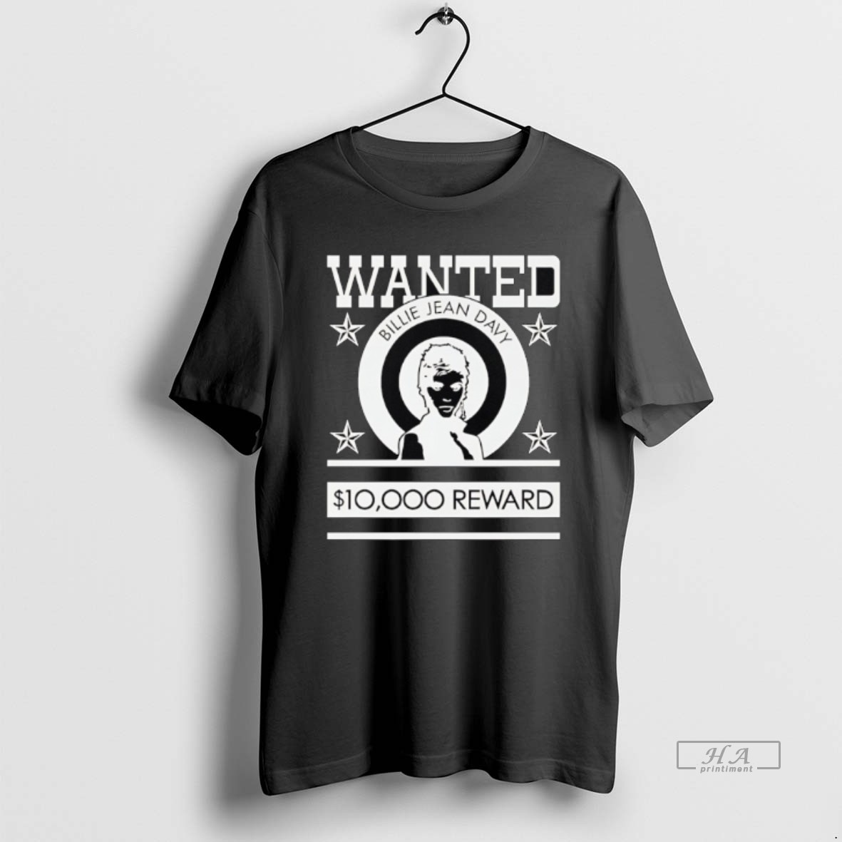 Official Wanted Billie Jean Davy 10000 Dollar Reward T Shirt