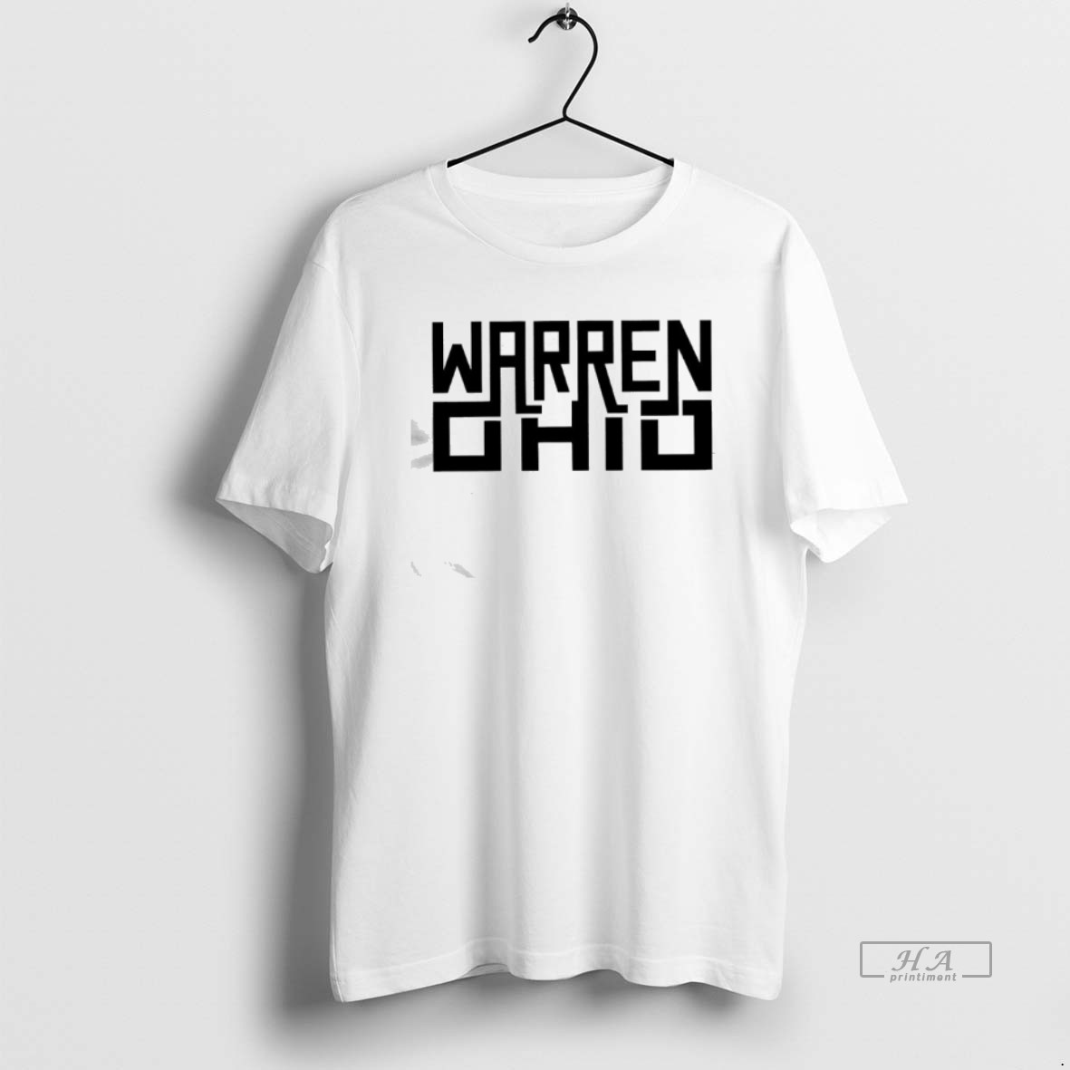 Official Warren Ohio Rectangle Text T Shirt