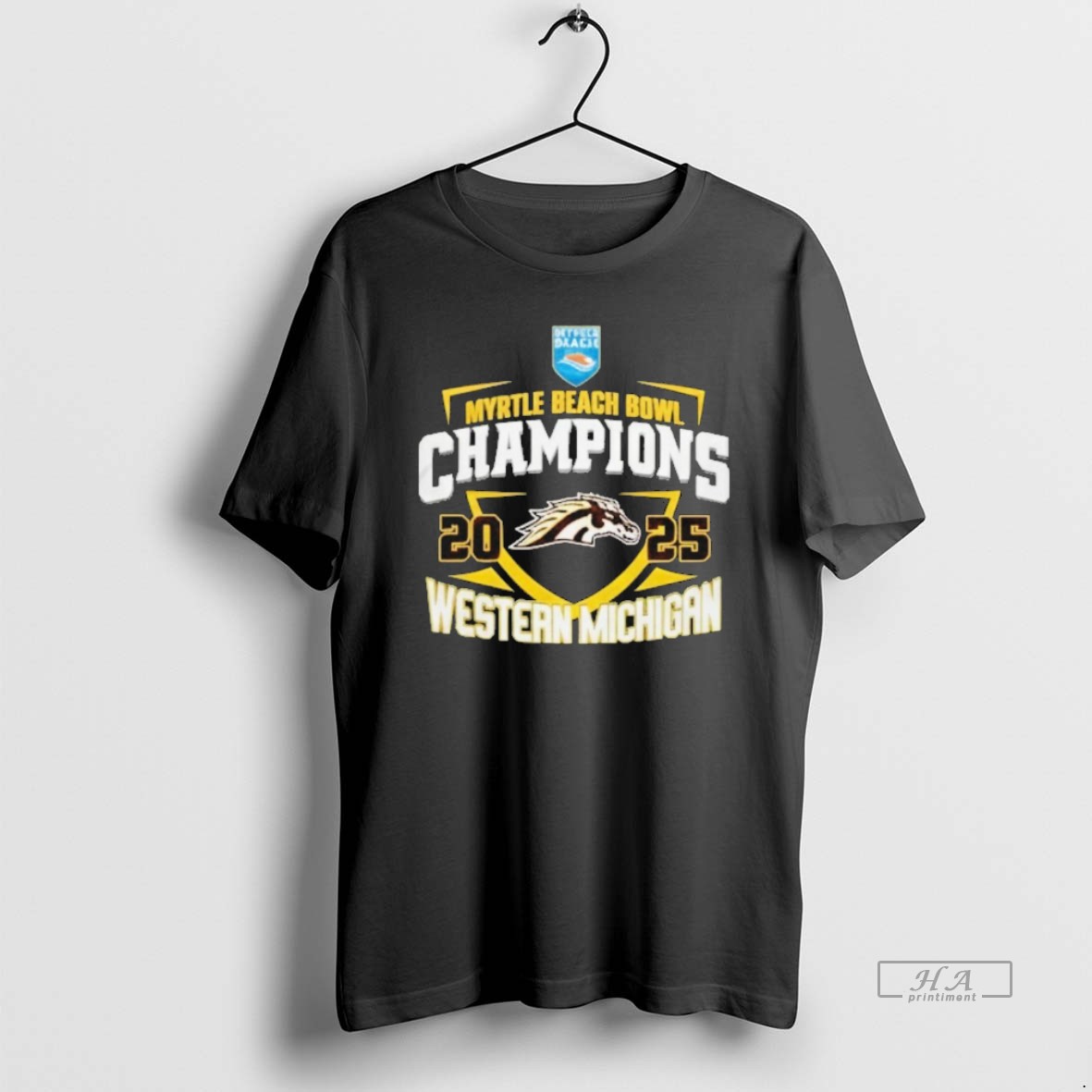 Official Western Michigan Football 2025 Myrtle Beach Bowl Champions Logo T Shirt
