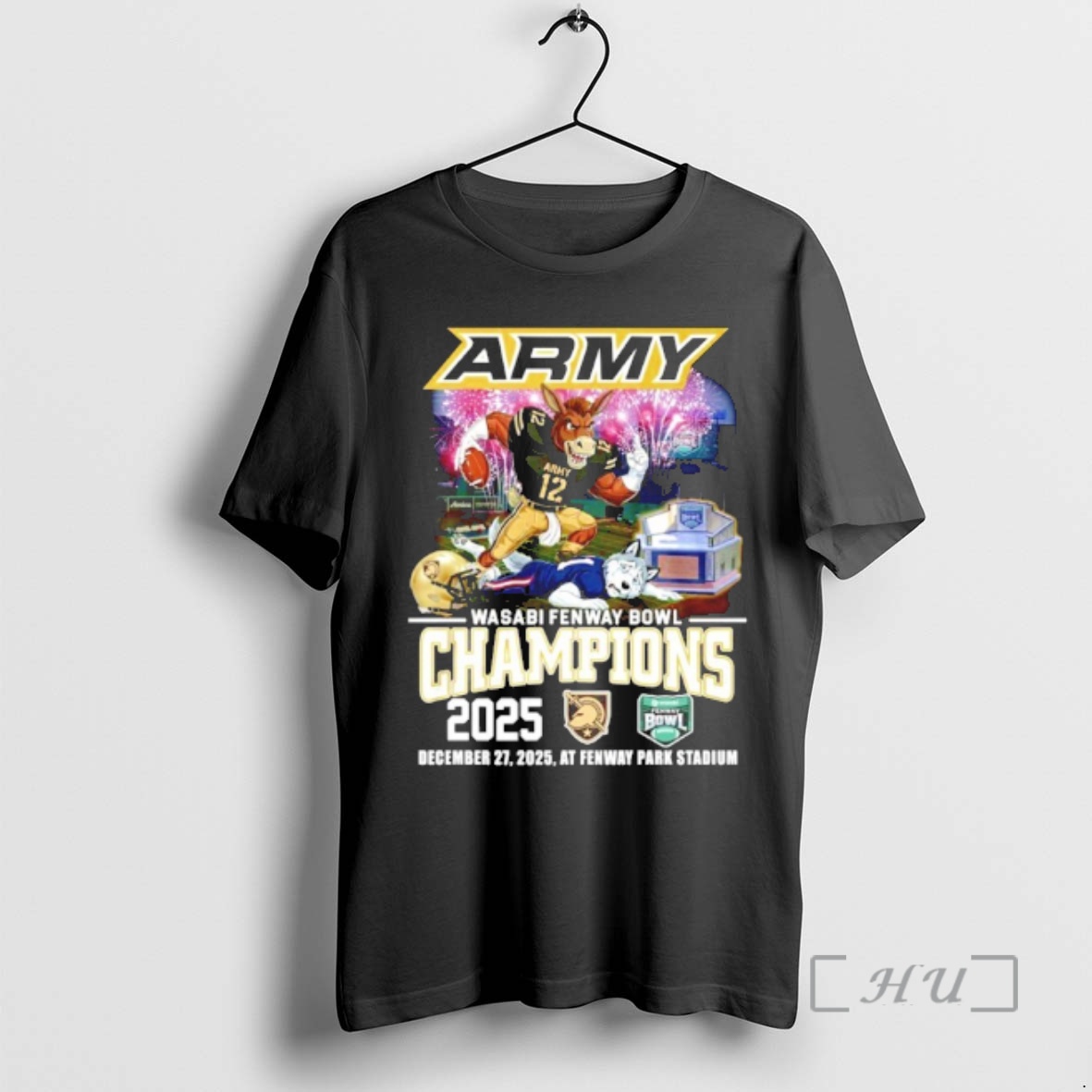 Officials Army Black Knights 2025 Wasabi Fenway Bowl Champions Mascot Premium T Shirts Sweater Hoodie