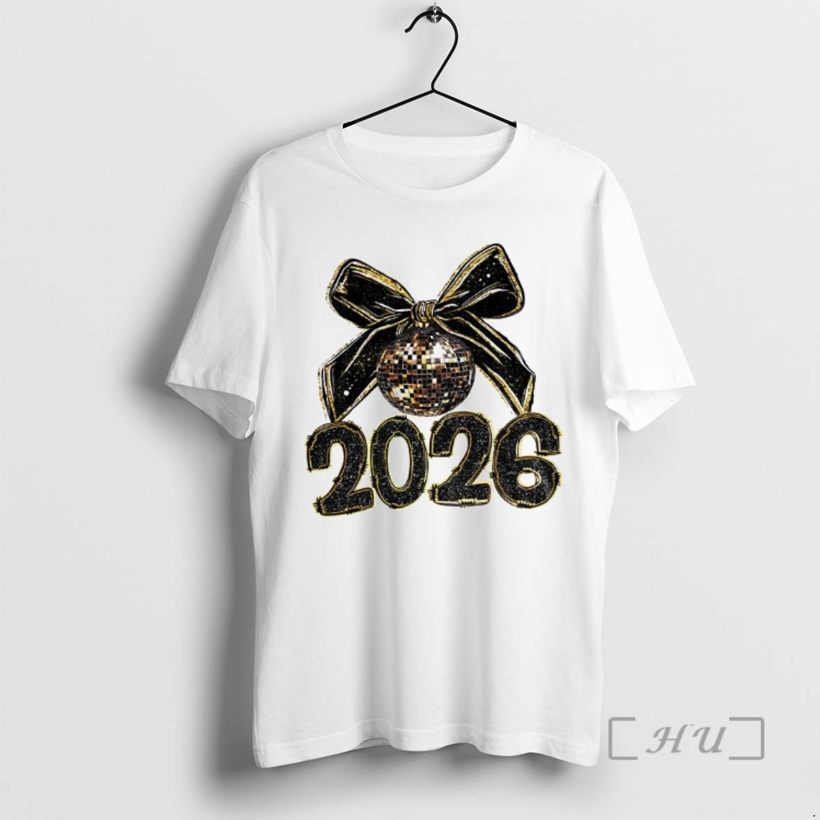 Officials Black And Gold Sequins Glitter Faux Sparkly Happy New Year 2026 Premium T Shirts Sweater Hoodie