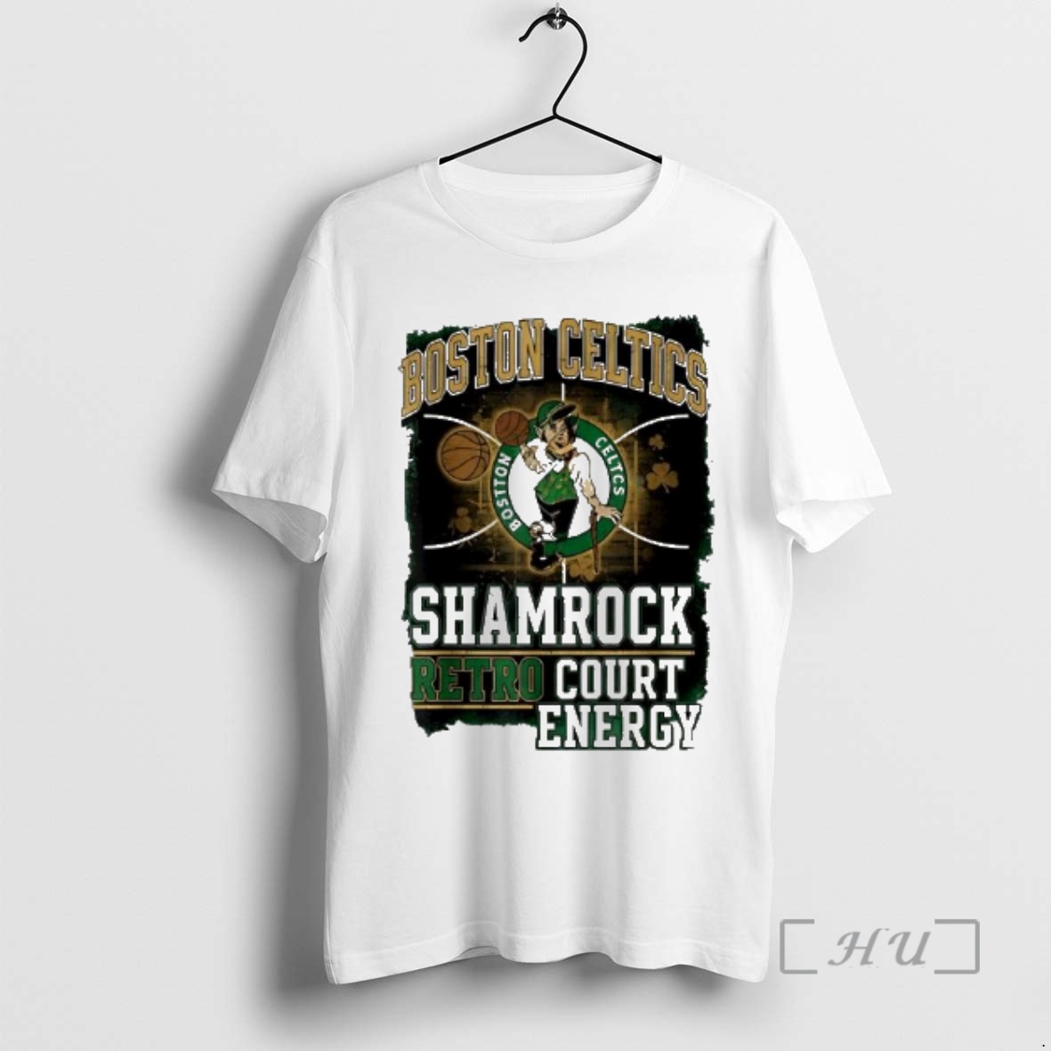Officials Boston Celtics Shamrock Retro Court Energy Graphic Premium T Shirts Sweater Hoodie