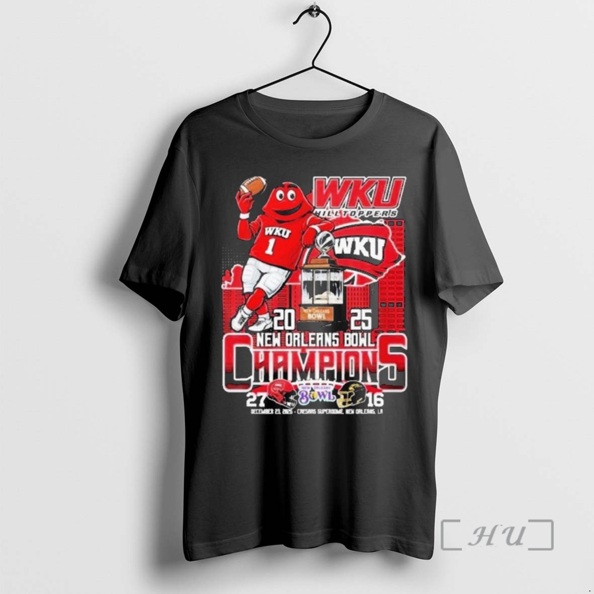 Officials Celebrates Western Kentucky Hilltoppers New Orleans Bowl Champions 2025 Mascot Premium T Shirts Sweater Hoodie