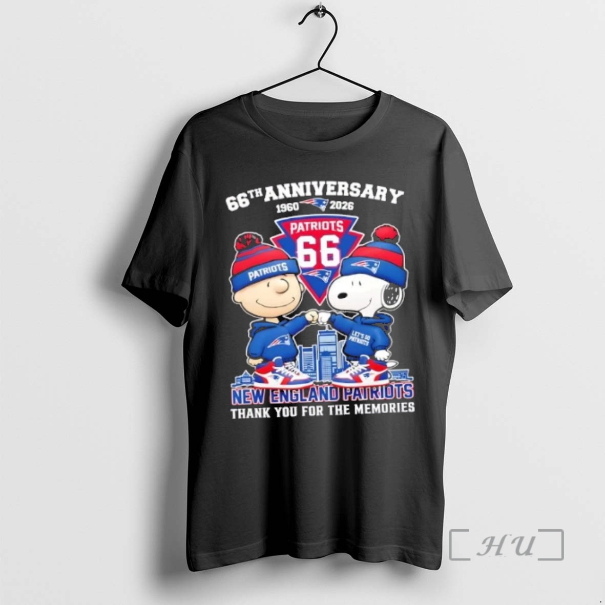 Officials Charlie Brown Fist Bump Snoopy 66th Anniversary 1960 2026 New England Patriots Thank You For The Memories Skyline Premium T Shirts Sweater Hoodie