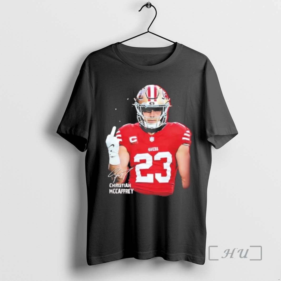 Officials Christian Mccaffrey Middle Finger Signature Premium T Shirts Sweater Hoodie