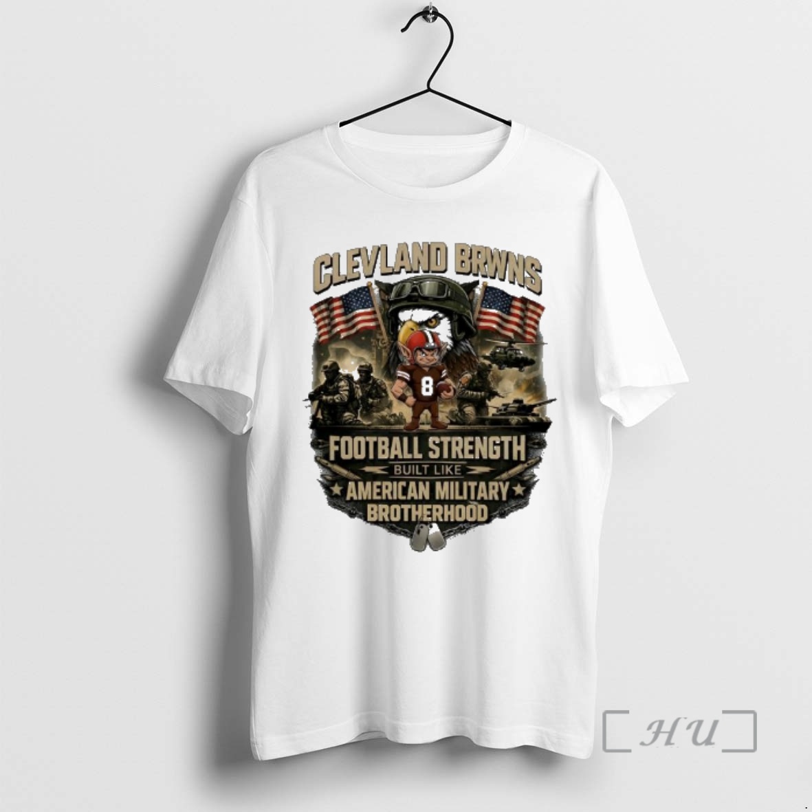 Officials Cleveland Browns Football Strength Built Like American Military Brotherhood Premium T Shirts Sweater Hoodie