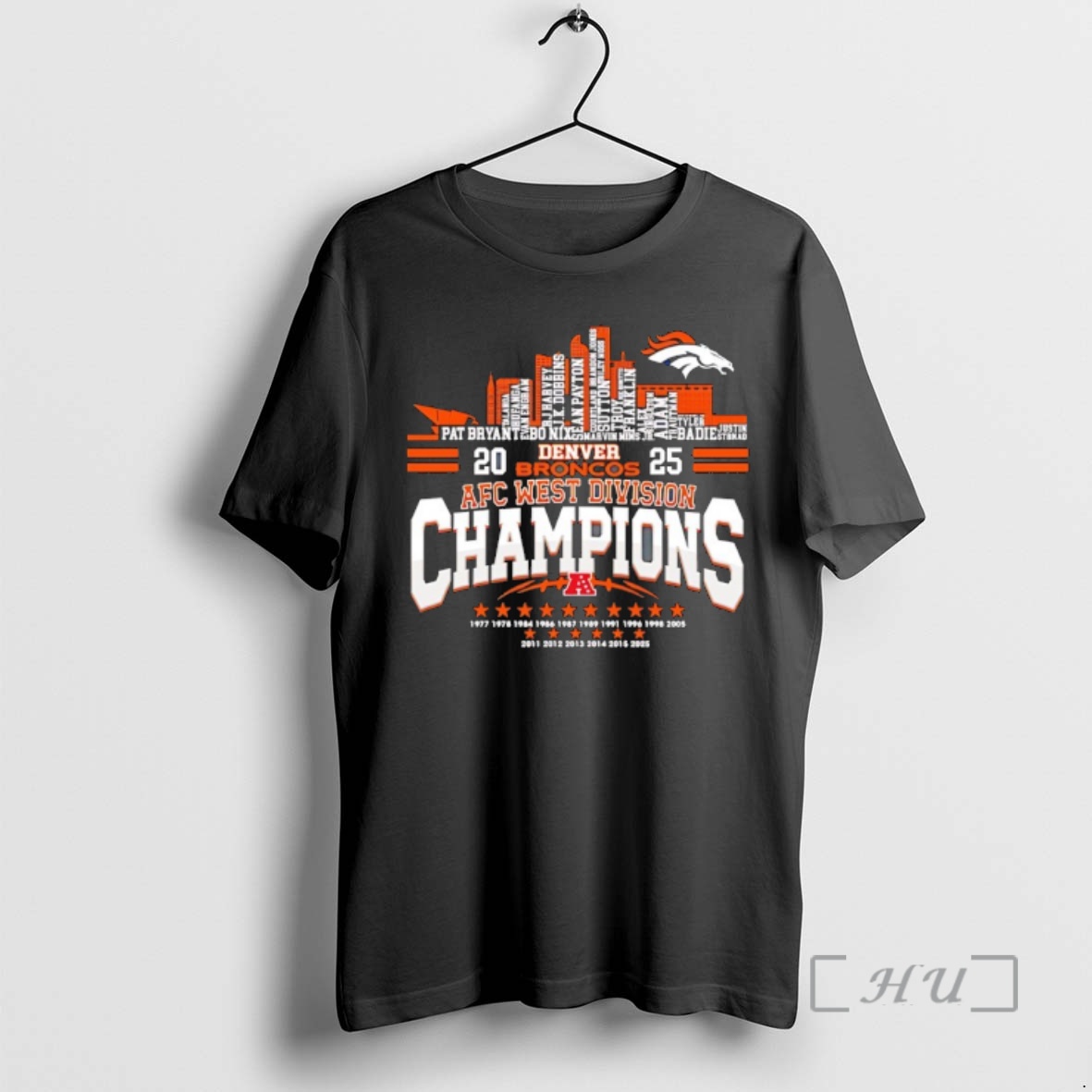 Officials Denver Broncos 2025 Afc West Division Champions City Skyline Premium T Shirts Sweater Hoodie