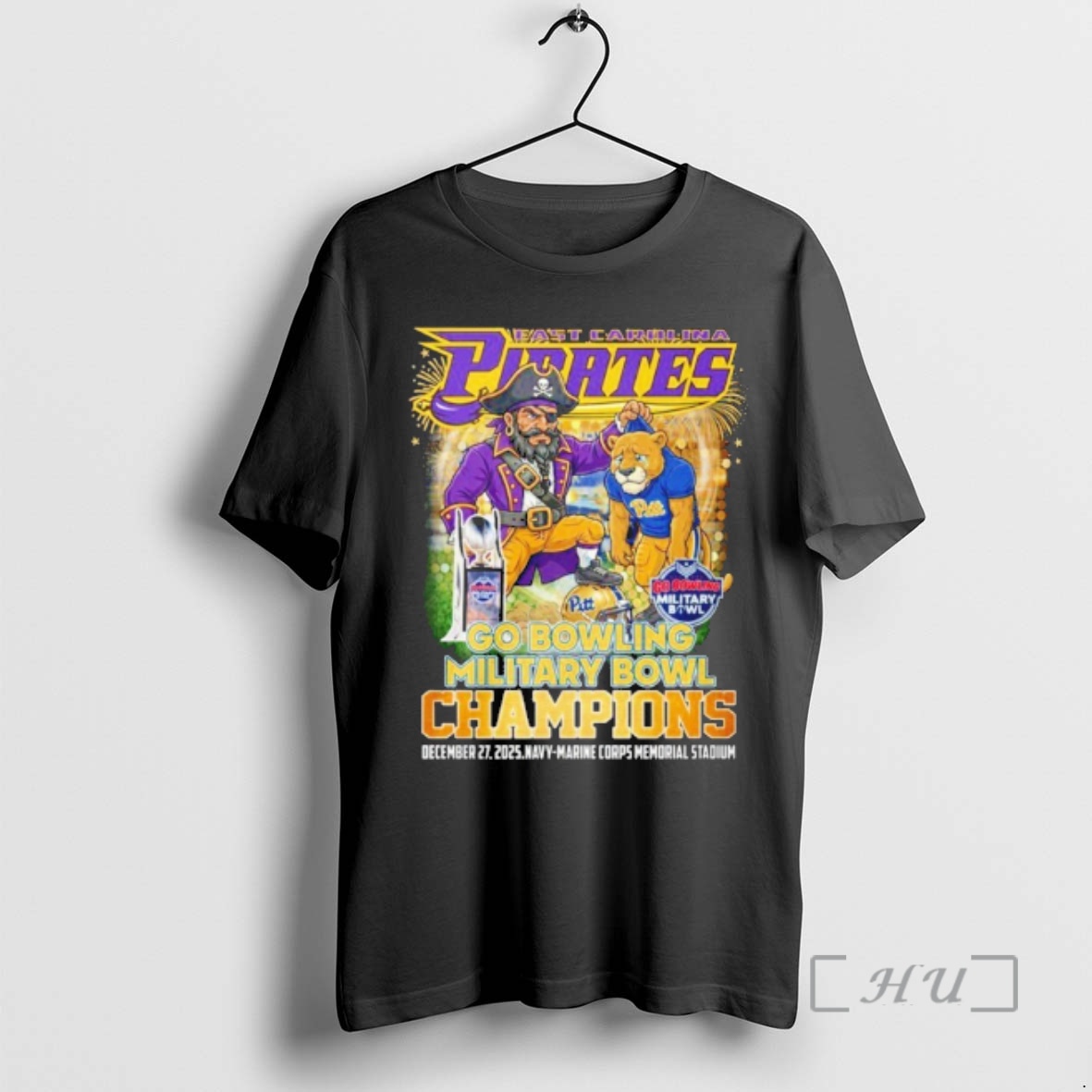 Officials East Carolina Pirates 2025 Go Bowling Military Bowl Champions Premium T Shirts Sweater Hoodie