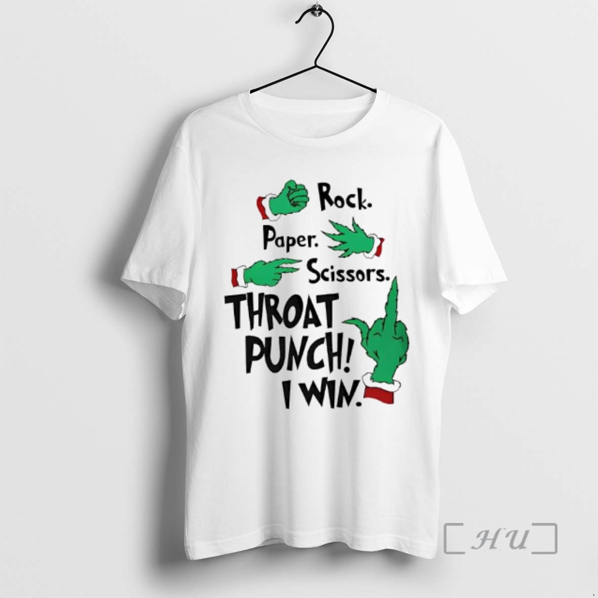 Officials Grinch Hands Rock Paper Scissors Throat Punch I Win Premium T Shirts Sweater Hoodie