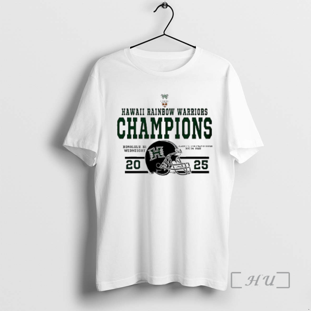 Officials Hawaii Rainbow Warriors 2025 Hawaii Bowl Champions Helmet Premium T Shirts Sweater Hoodie