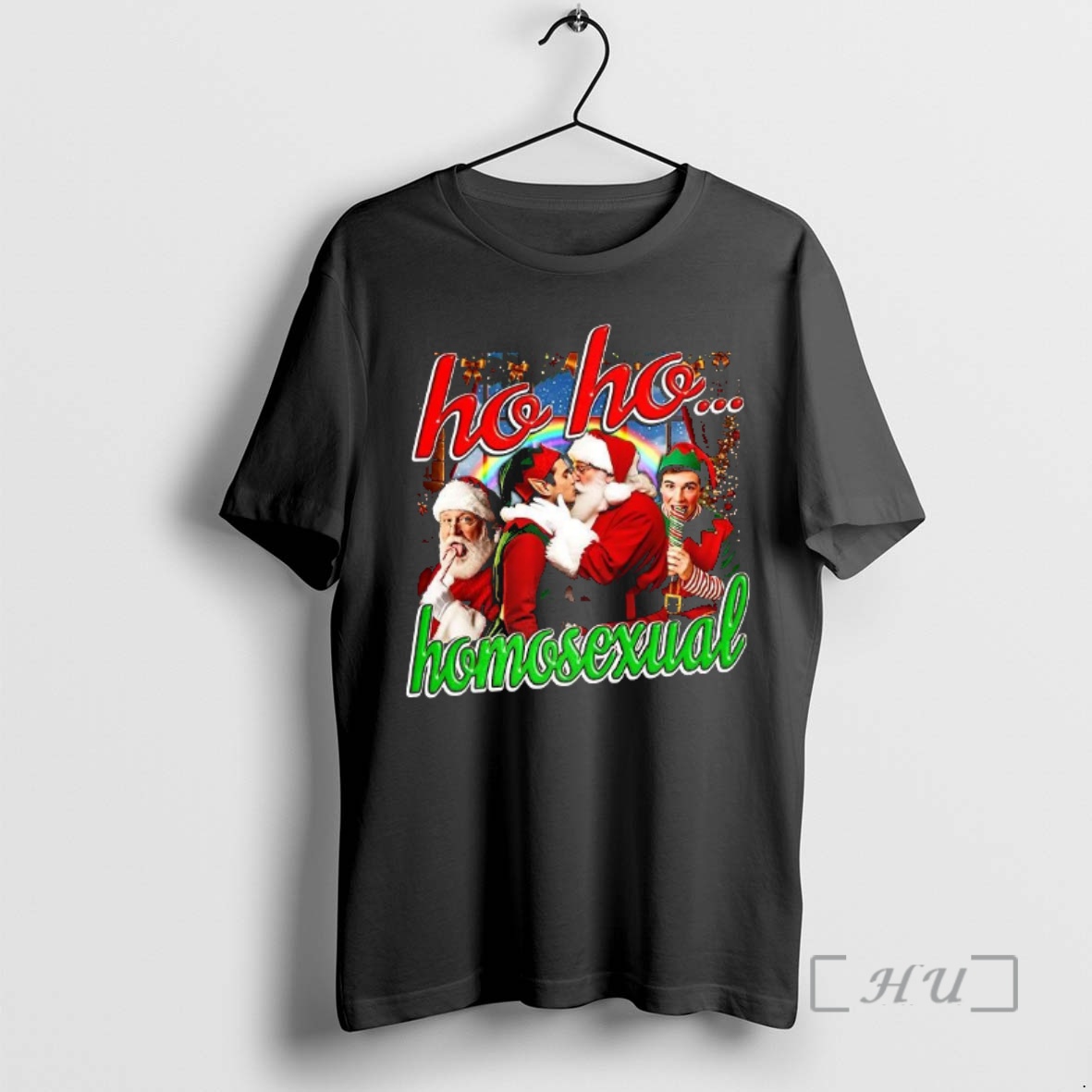 Officials Ho Ho Homosexual Santa Kiss Elf Christmas Premium T Shirts Sweater Hoodie